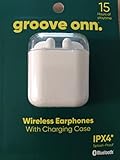 onn. 15 Hours of Playtime White, Wireless Earphones with Charging Case