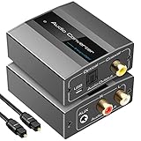 Analog to Digital Audio Converter RCA R/L to Optical with Optical Cable 3.5mmAUX Jack to Digital Toslink and Coaxial Audio Adapter for Soundbar