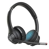 JLab Go Work Wireless Headsets with Microphone, 45+ Playtime PC Bluetooth Headset and Multipoint Connect to Laptop Computer and Mobile, Wired or Wireless Headphones (1 Pack)