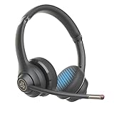 JLab Go Work Gen 2 Wireless Headsets with Microphone - 55+ Playtime PC Bluetooth Headset and Multipoint Connect to Laptop Computer and Mobile - Wired or Wireless (Bluetooth or USB Dongle) Headphones