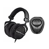 beyerdynamic DT 990 PRO Studio Headphones (Ninja Black, Limited Edition) Bundle with Hard Shell Headphone Case (2 Items)